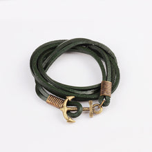 Retro Anchor Leather Bracelet