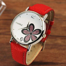 Womens Watches Flower Fashion Leather Analog Quartz Vogue Wrist Watch