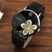 Womens Watches Flower Fashion Leather Analog Quartz Vogue Wrist Watch